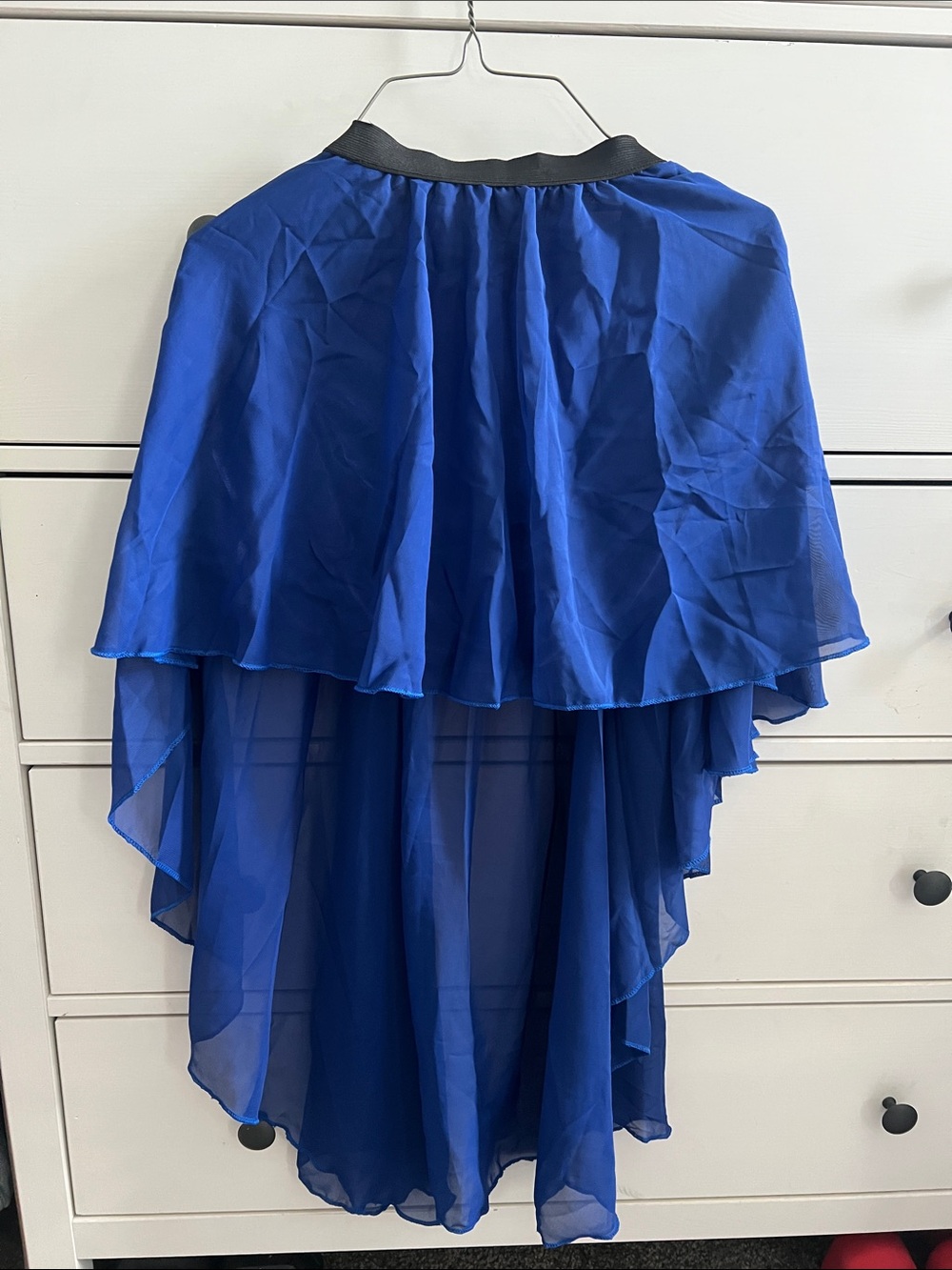 Blue Layered Chiffon Women's Skirt High Low